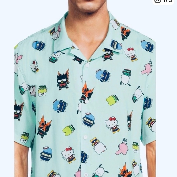 My Hero Academia Hello Kitty and Friends size 3XL button down short sleeve shirt - Picture 2 of 16